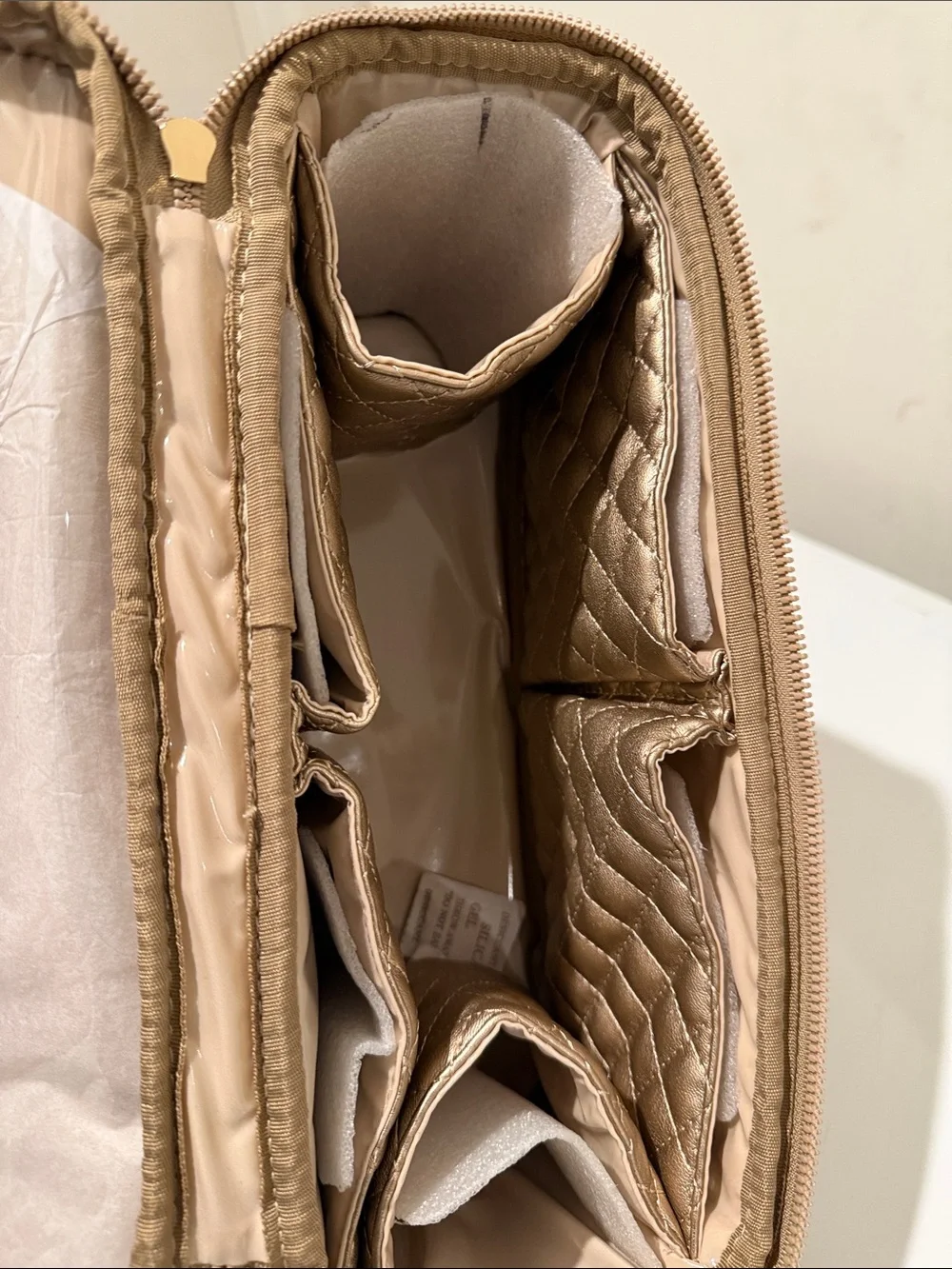 PurseN Quilted Metallic Taupe Cosmetic Case New with Tags
